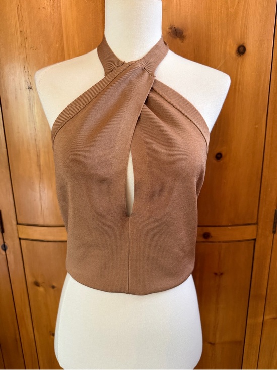 STAUD Tops - STAUD Brown Twisted Halter Top, Size L